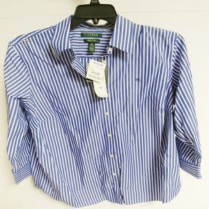 Lauren by Ralph Lauren Womens 1X shirt blue white